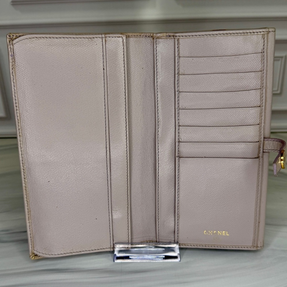 Chanel Long Wallet Light Gray Lilac Leather CC Snap Closure | Dust Bag/Shpg Bag - Picture 6 of 9